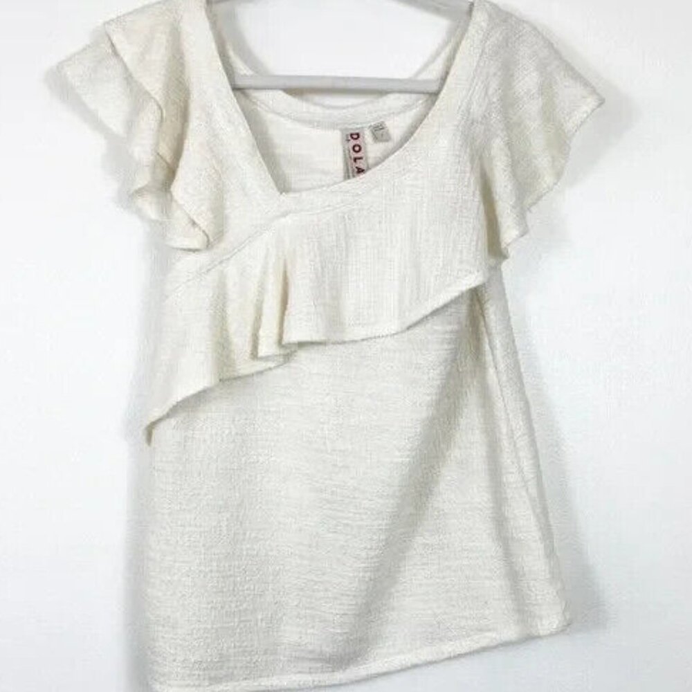 EUC! Anthropologie Dolan Left Coast Louisa Ivory Off Shoulder Ruffled Top M